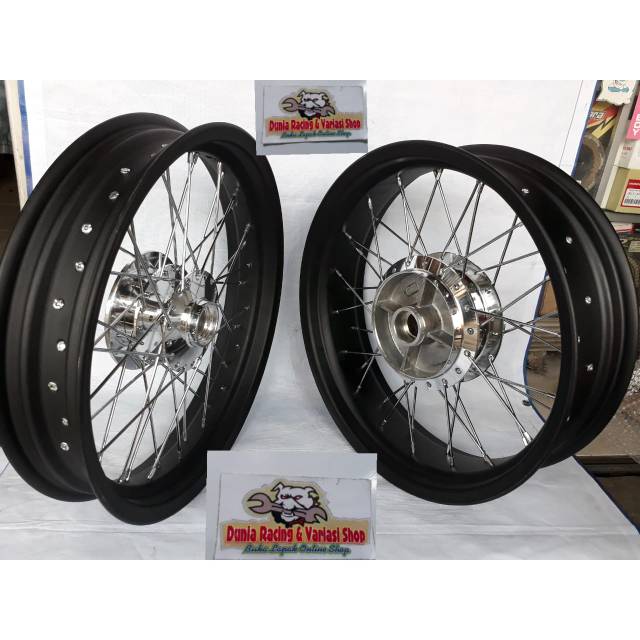 Sepaket Velg pelek CB 150 Tiger Revo CBR 150 Megapro Verza New CB 150R Velg 300 350 450 500 ring 17 Paket Tromol jari jari tdr sama stel