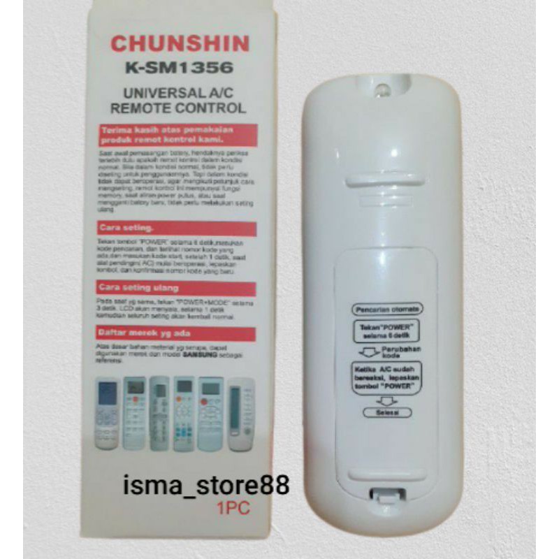 REMOT AC SAMSUNG OPTIONS UNIVERSAL K-SM1356 CHUNSHIN