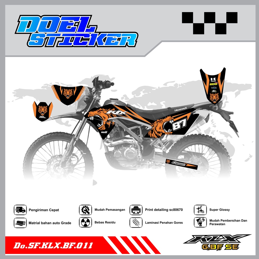 Sticker Striping Honda KLX 150 G , BF , SE Lama List Variasi Hologram , Crome Doel 011