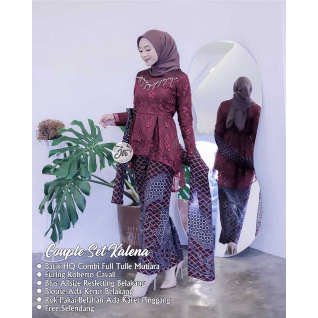 Couple Kebaya Kalena //M.L.XL.XXL Set Kemeja Batik Pria Katun Kombi Payet Premium