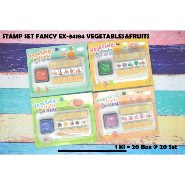 

Stempel anak lucu animal world dan vegetable world set kayu isi 5 atau 3motif plus bak stempel diy