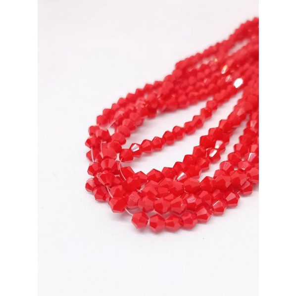 Kristal Kerucut Merah Doff 4 mm