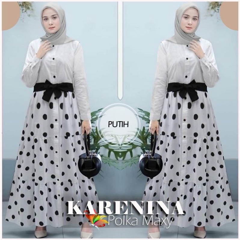 MAXY KARENINA POLKA, MOSCREPE MONALISA, GAMIS HIJAB MUSLIM, MAXY DRESS