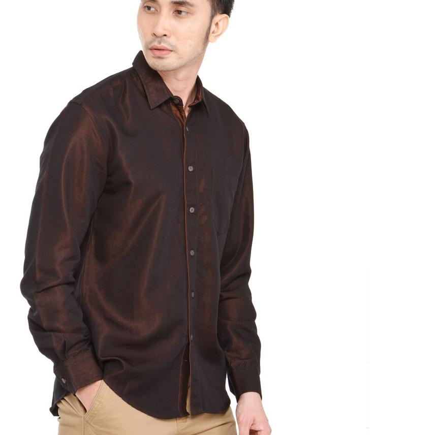 ✰ Benhill Kemeja Pria Double Face Lengan Panjang Coklat 23178-71504 ➲