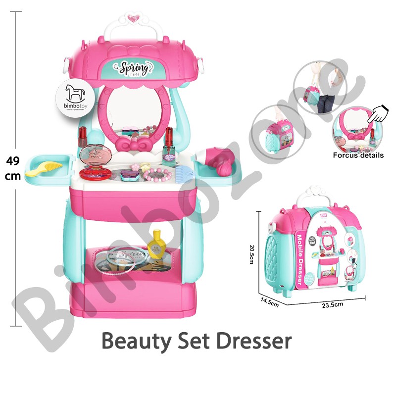 Bimbozone - Mainan anak perempuan Dandan Make Up Dressing Table Toy Fashion Kitchen Set masak masakan Pretend Play Mainan anak mainan koper mainan edukasi - 3 in 1 BEAUTY SET DRESSER / 3 in 1 Doctor set / 3 in 1 hair salon