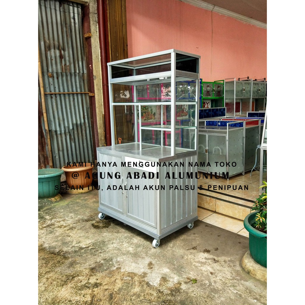 Etalase / Gerobak Alumunium Dagang Minuman / Jus
