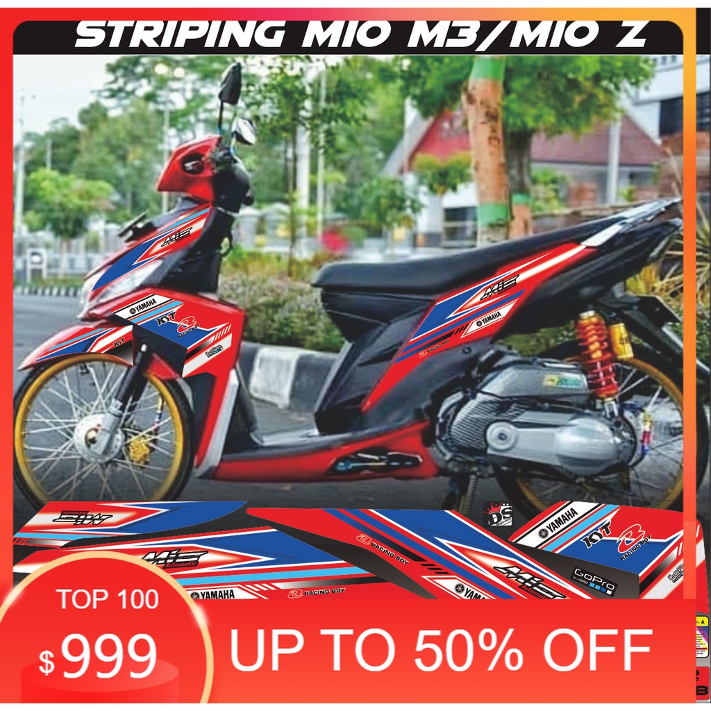 cod/sticker/ STRIPING MIO M3/MIO Z VARIASI SIMPLE WARNA MERAH BIRU RACING