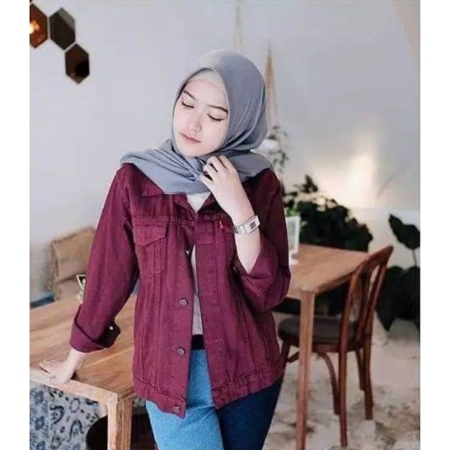 Promo bayar ditempat / COD jaket jeans oversize wanita jaket denim jaket jumbo