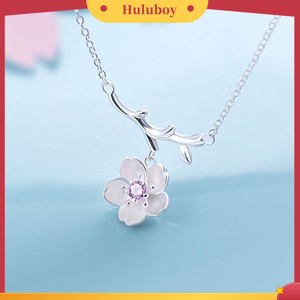 Hu Hu Hu Hu Hu Alat Bantu Pasang Kacamata♡ Kalung Rantai Liontin Bunga Sakura Elegan Untuk Wanita