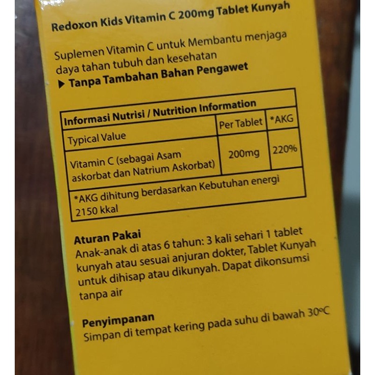Redoxon Kids Vitamin C Anak / 60 Tablet Kunyah / Rasa Jeruk / Anak di atas 6 Tahun