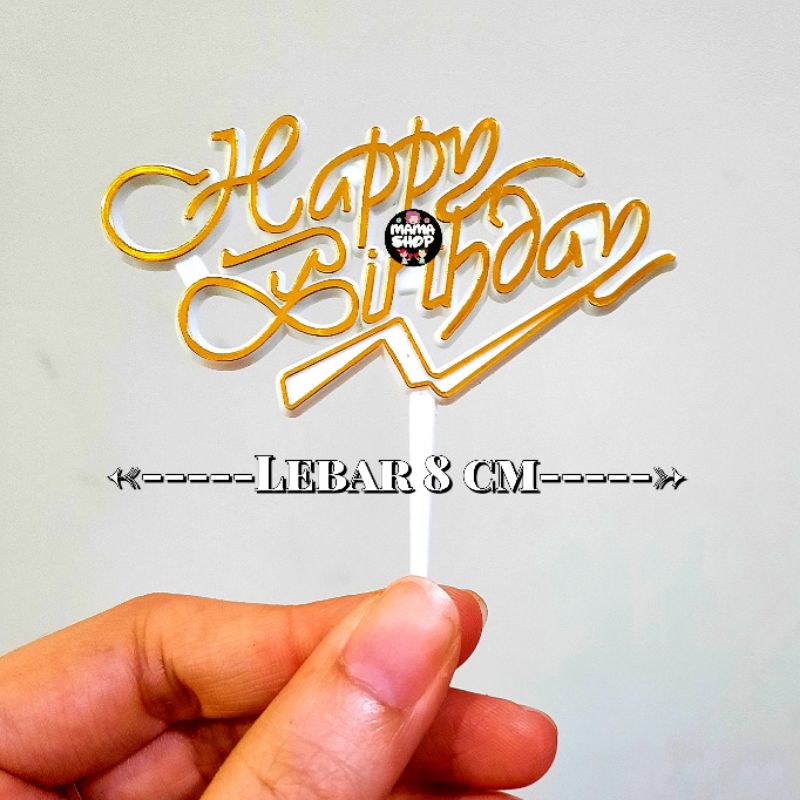 Tusukan Cupcake Topper Happy Birthday Hiasan Kue Tulisan HBD Gold Red