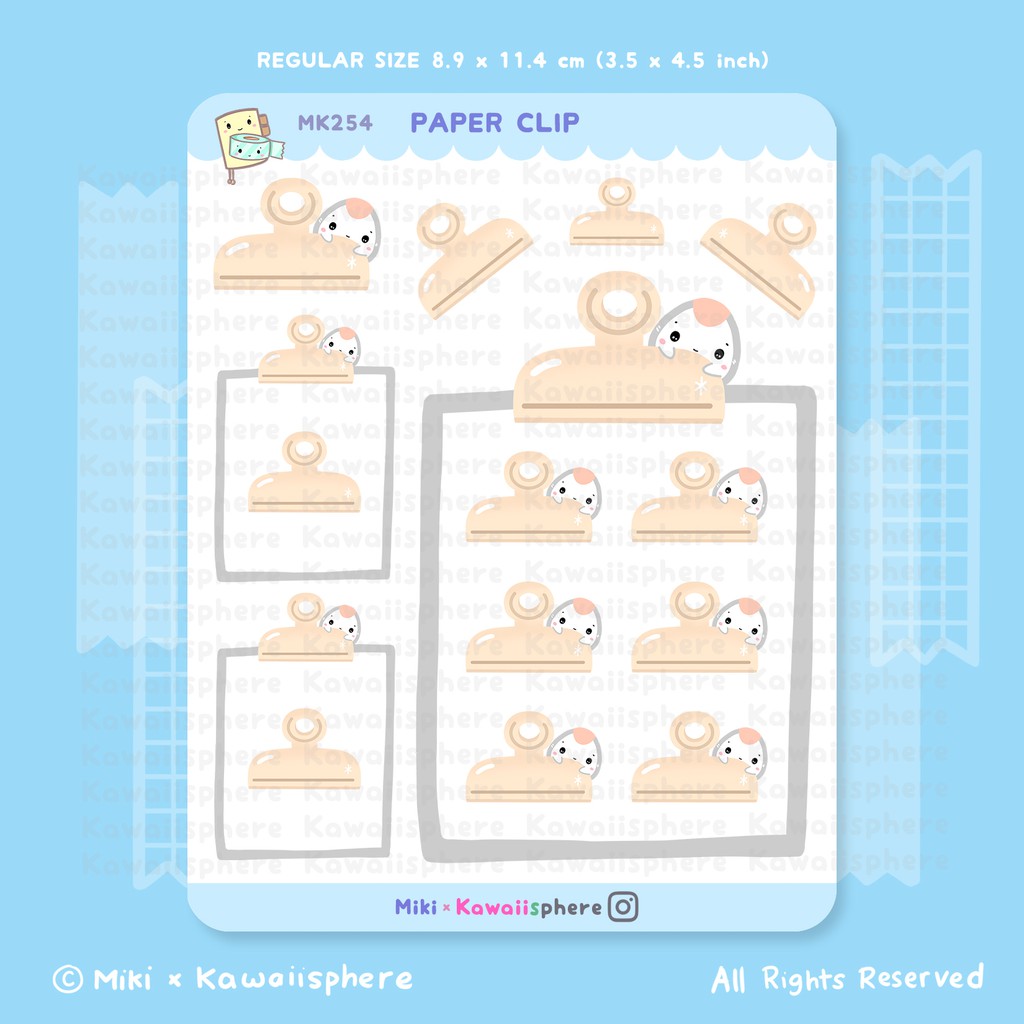 

Paper Clip | MK254 Kawaiisphere Journal / Ring Binder 6-hole Sticker | Stiker Planner Stationery