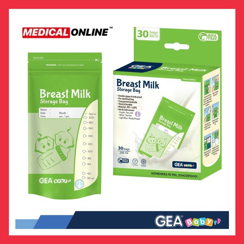 KANTONG ASI GEA BABY BREAST MILK STORAGE BAG CLASSIC GREEN MEDICAL ONLINE MEDICALONLINE