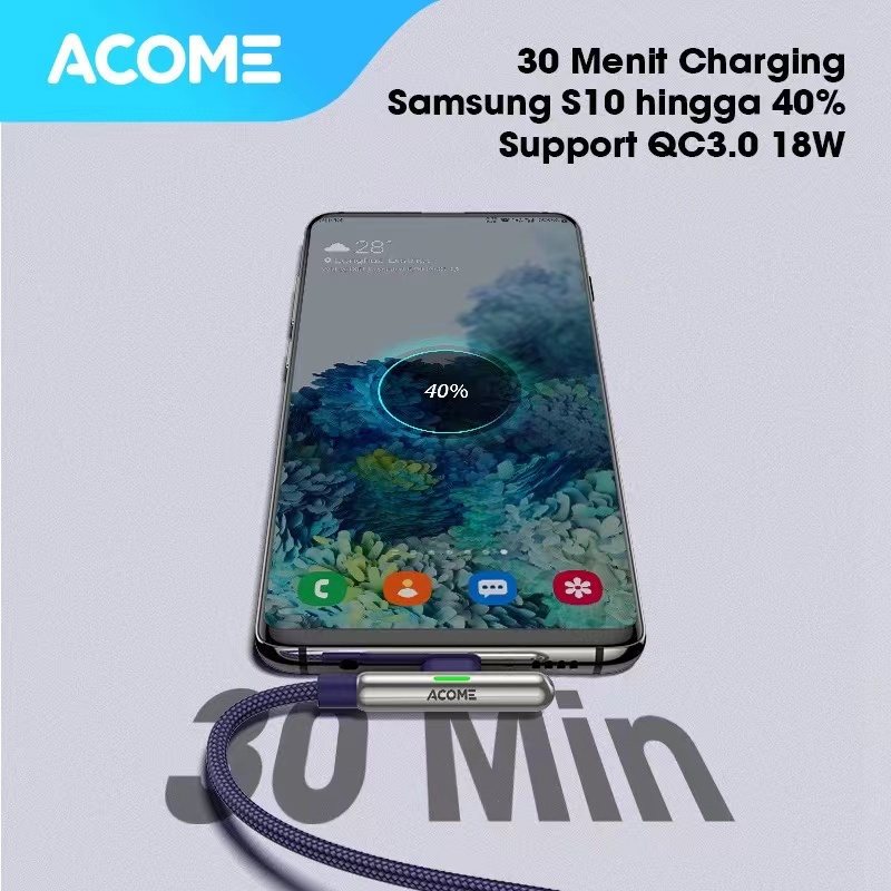 ACOME Gaming Cable Data TYPE-C Fast Charging Kabel Data QC3.0 3 A Garansi 1 Thn AWC