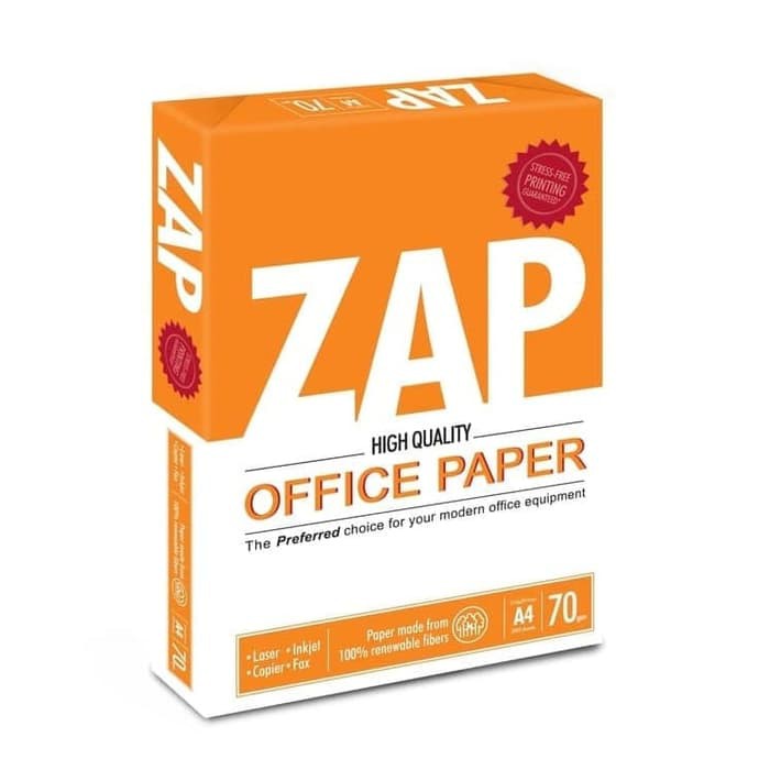 

Kertas HVS A4 70gr ZAP Fotokopi, Fotocopy Print, Photocopy Paper, 1 Rim - Putih