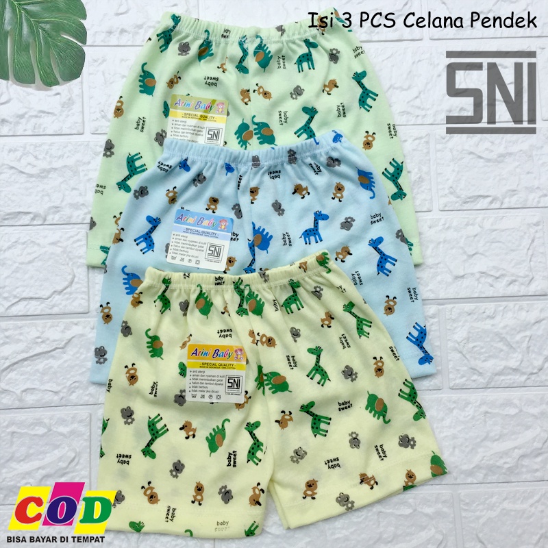 3 Celana Bayi Baru Lahir Celana Bayi Pendek Motif 0-6 Bulan Almeera Baby and Kids