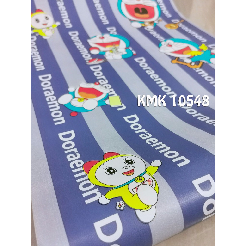 WALLPAPER STIKER DINDING KMK 10548 KARTUN DORAEMON GARIS BIRU DORAMI UNTUK KAMAR TIDUR WALL STICKER