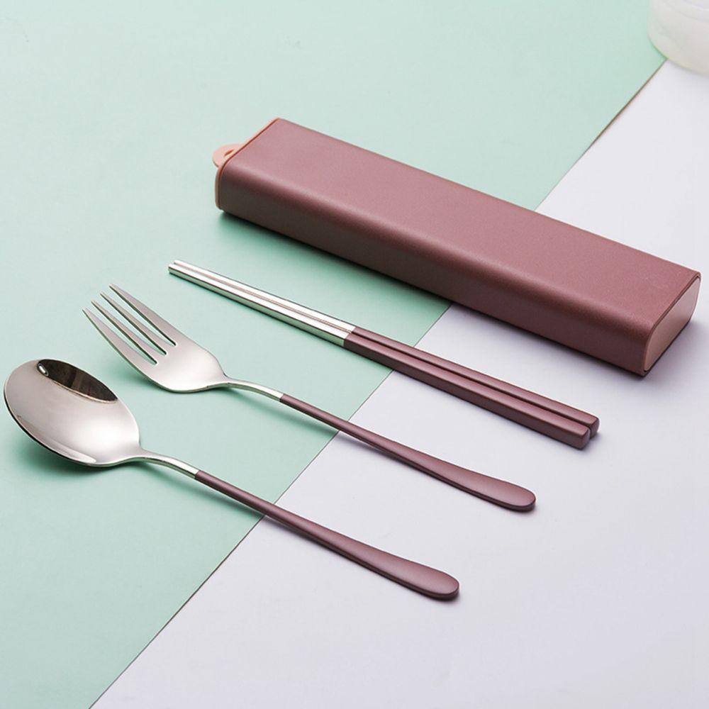 [Elegan] Sendok Kopi Sendok Makan Peralatan Makan Dengan Wadah Salad Fork Cutlery Set Sumpit
