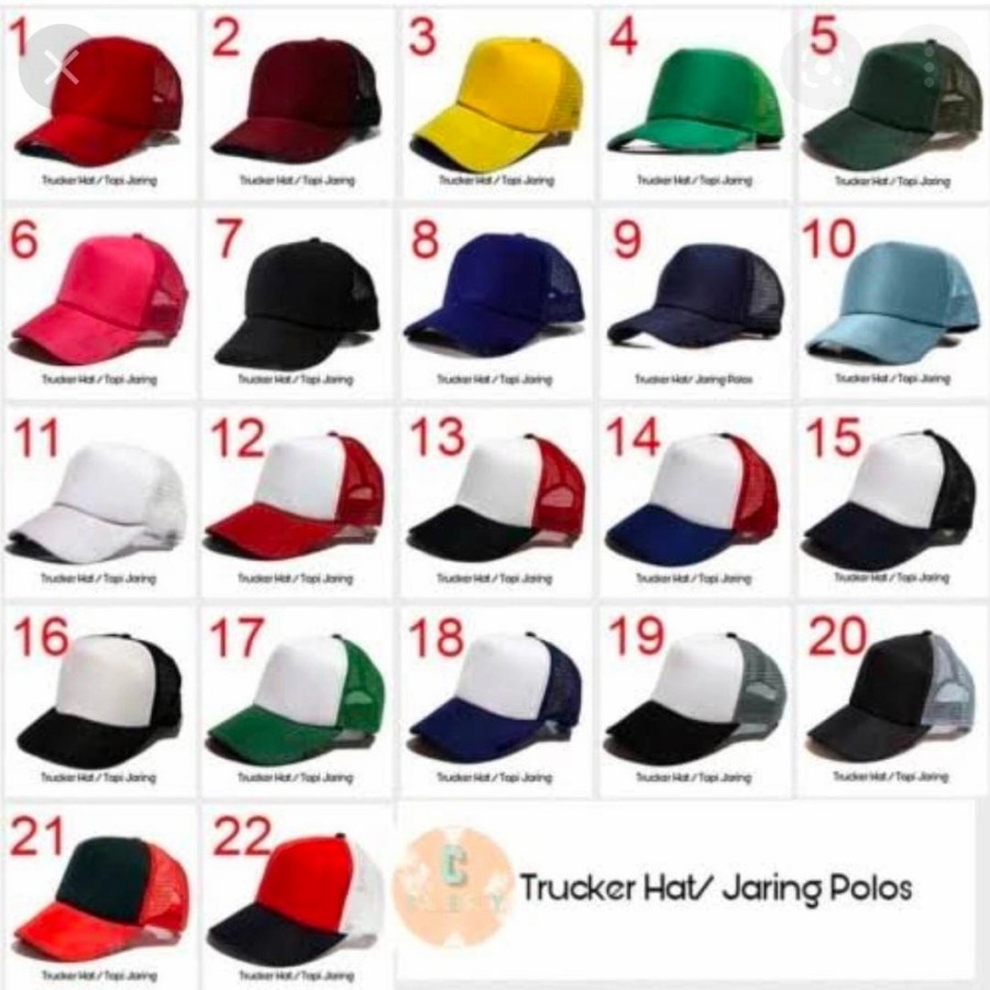 Topi Jaring Trucker Warna Sablon DTF Suka suka Gambar Tulisan