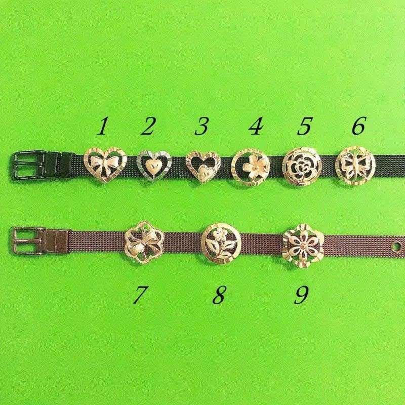 Charm untuk gelang belt sabuk love, bunga, kupu BG kadar 375 8K mix