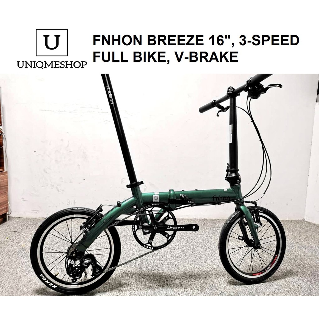 Sepeda Lipat Fnhon Breeze 3 Speed 16" 16 inch British Racing Green FULL BIKE