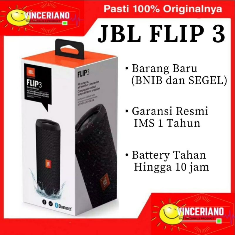 Speaker Portable Kecil Bluetooth Praktis Anti Air JBL FLIP 3 ORIGINAL