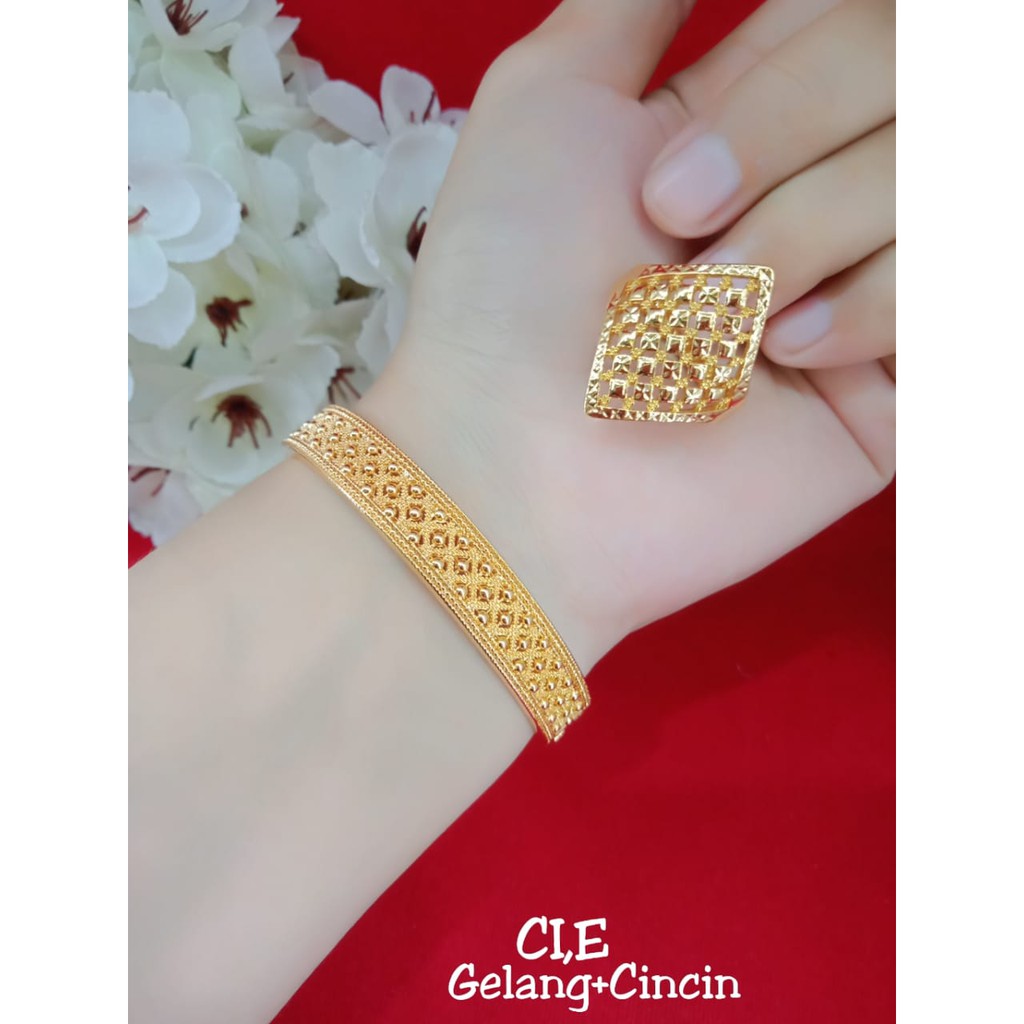 GELANG CINCIN DUBAI LAPIS MAS 24K ( PERSIS SEPERI ASLI )