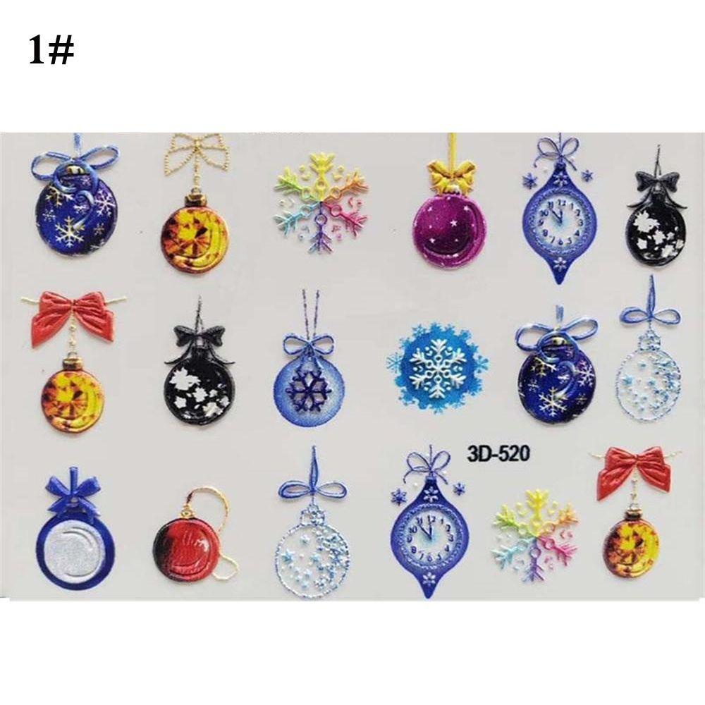 Solighter 6D Stiker Kuku Wanita Timbul Perekat Diri Natal Nail Decals