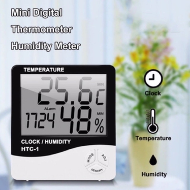 HTC-1 Digital Hygrometer Temperature htc1 Meter Termometer Room Thermometer Clock Alarm