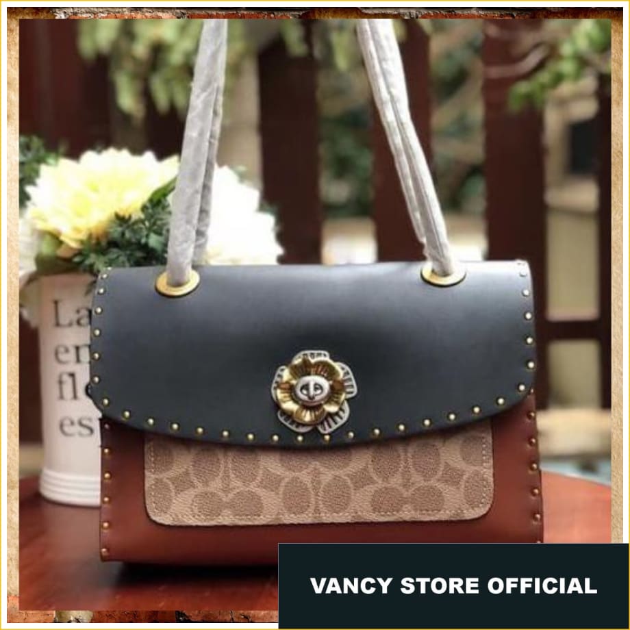 Tas Original Coach - Parker With Rivets And Snakeskin Fullset New With Tag