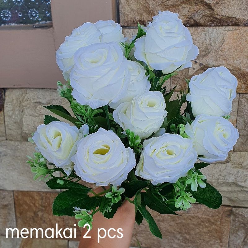 Bunga Mawar 7 cabang Artificial / Bunga Plastik Rose 7 Kuntum-1