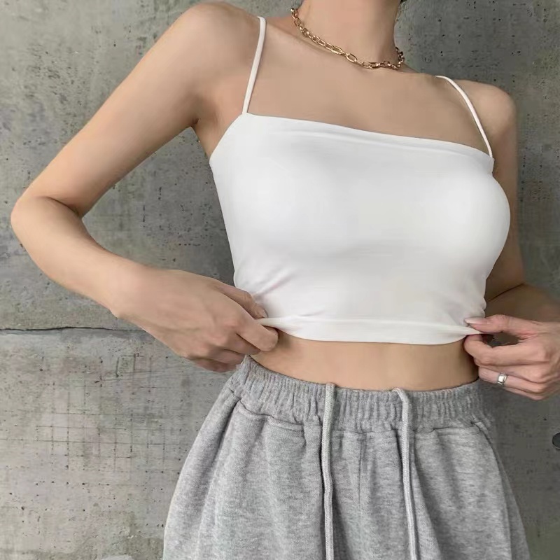 Monica Hot girl Crop Tube Tank Top Atasan Wanita Tanpa Lengan