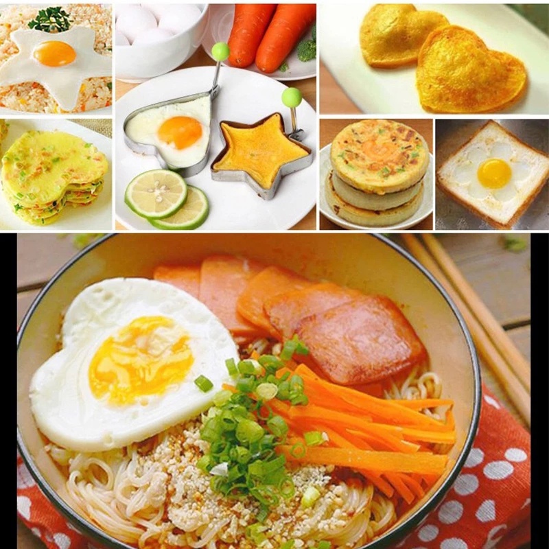 5pcs / Set Cetakan Telur Goreng / Pancake / Daging / Pie / Omelet Multifungsi Bahan Stainless Steel