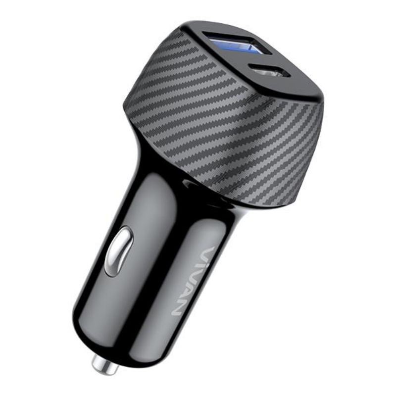 VIVAN Car Charger Dual Port Type C (PD) &amp; USB (QC3.0) 36W 6A Support iPhone 12 CC02P / Sever Vivan