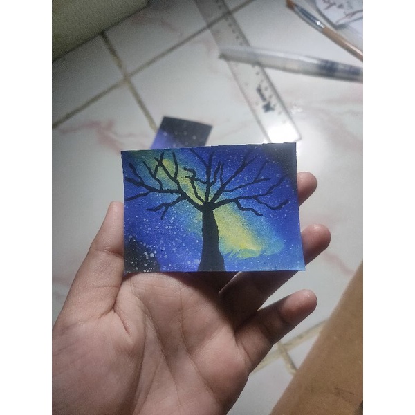 

Pembatas Buku Galaxy Lukis Hiasan Mini Lukis Bookmark Handmade