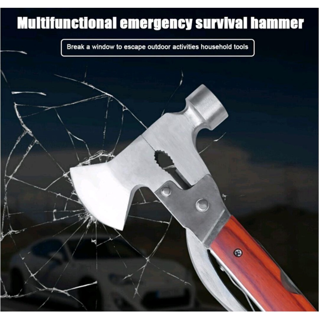 Palu,Gergaji Dan Tang Serbaguna 1 Set 18 In-Hammer Survival Tools