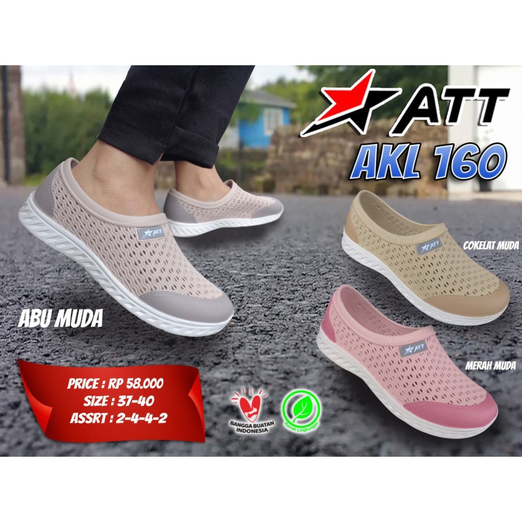 BB ATT AKL 160 &amp; AKL 161 SEPATU KARET SLIP ON Sepatu Cewek Anti Air Empuk Tidak Lecet Ringan