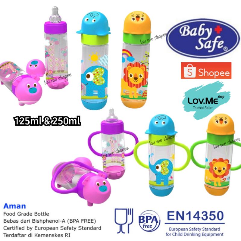 lov me❤ Baby Safe Bottle |Botol Susu Bayi Dot Reguler BPA FREE Karakter Berkaki 125ml /250ml AP001 AP002 AP004