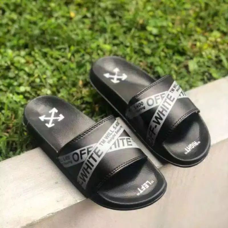 Sandal Off-white Slide, Sandal pria/wanita Slide, Sandal Off-white slides, Sandal slop pria/wanita