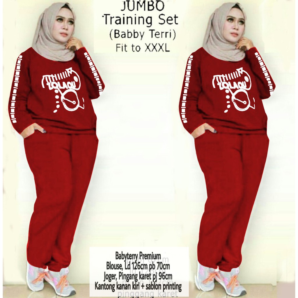 INDOBEST SETELAN ZOLAGU JUMBO 3XL XXXL / STELAN SANTAI OLAHRAGA WANITA