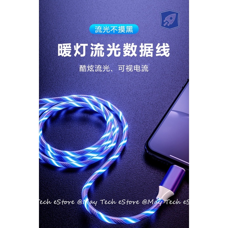 Kabel Charger iPhone / Android Charger iOS / Micro USB / Type C Kabel Charger Lampu LED Light