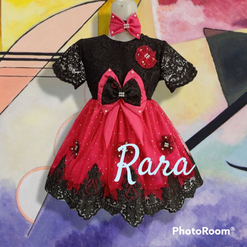 Rara Gaun pesta anak dress anak bahan brokat tile sprinkle
