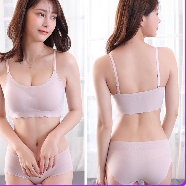 ❀ [BH+CD] Set Bra Seamless Jepang / Olahraga Push Up Bra Full Cup/ Set Pakaian Dalam Es Sutra Seamle