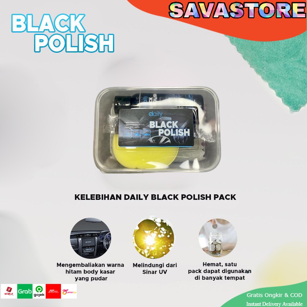 POLES BODY MOBIL DAN MOTOR - DAILY BLACK POLISH CAIRAN PREMIUM PELINDUNG CAT DOFF AMPUH ANTI LENGKET PAKET 100ml