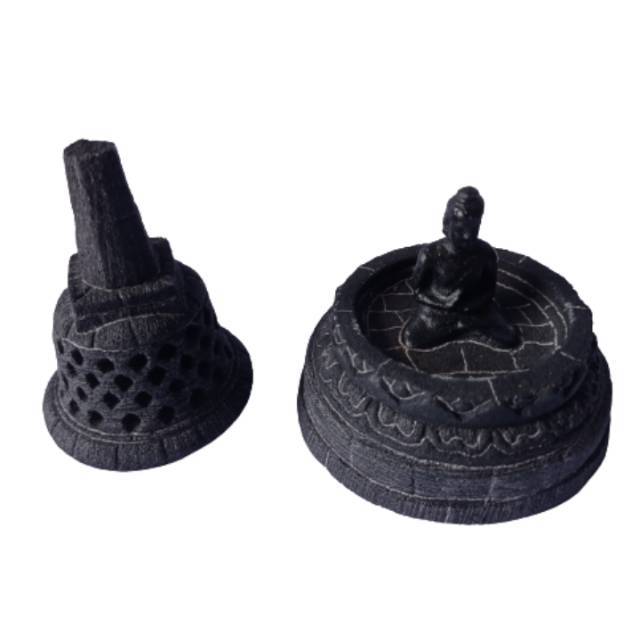 (BISA COD) Miniatur Stupa Candi Borobudur Ukuran Kecil - Batu Hitam Asli - DEKORASI Souvenir Jogja