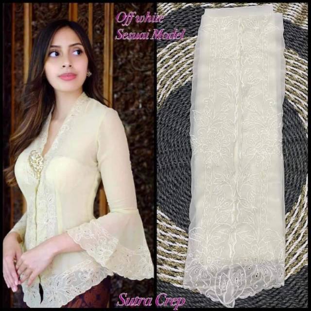 Kain Kebaya Bordir Sutra Crepe Spesial Putih