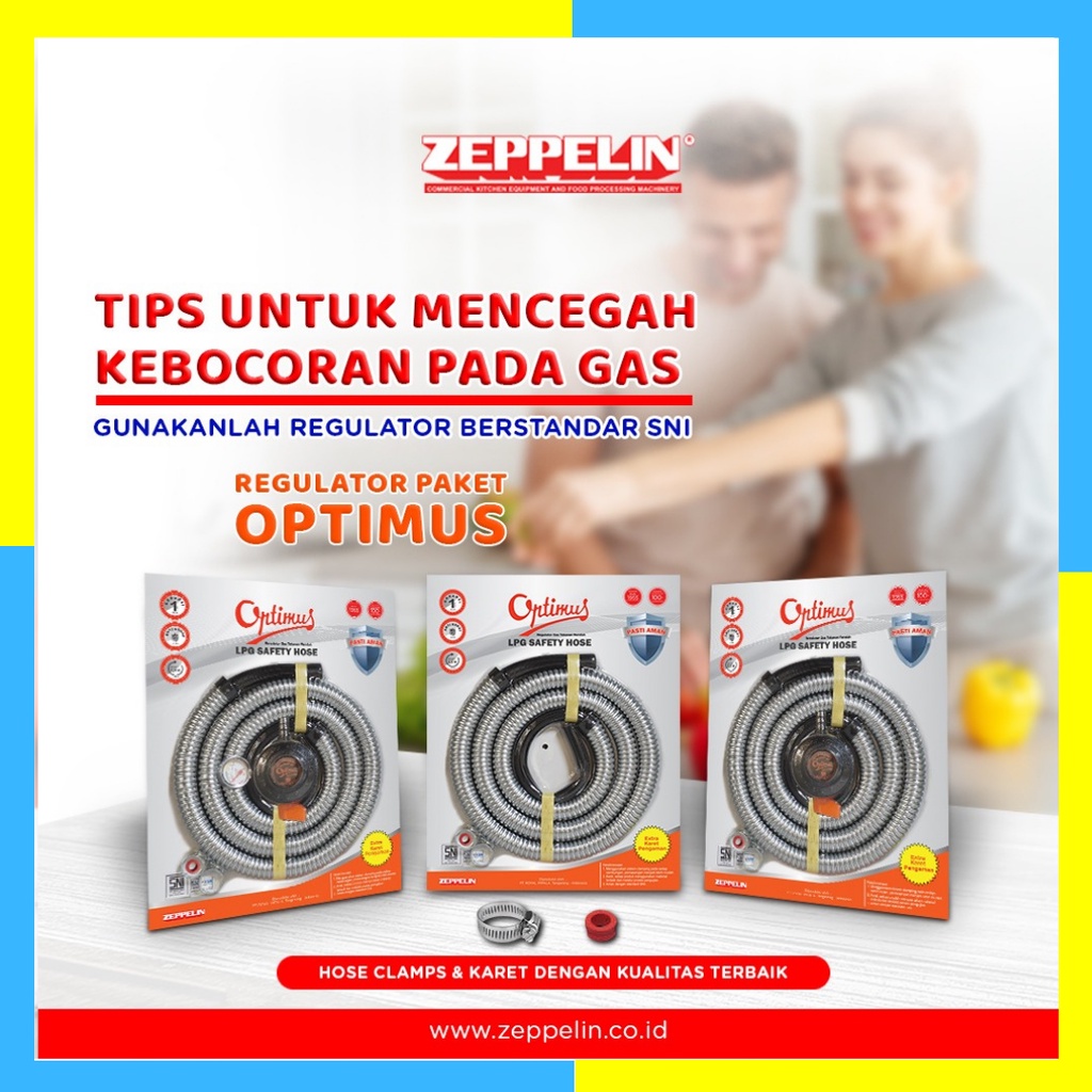 Paket Selang Regulator Kompor Gas LPG Tekanan Rendah Zeppelin Optimus OB