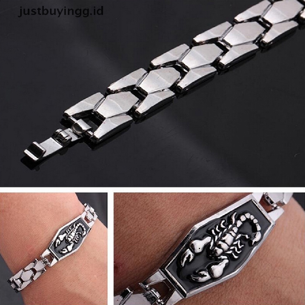 Gelang Rantai Desain Scorpion Motor Bahan Stainless Steel Untuk Pria