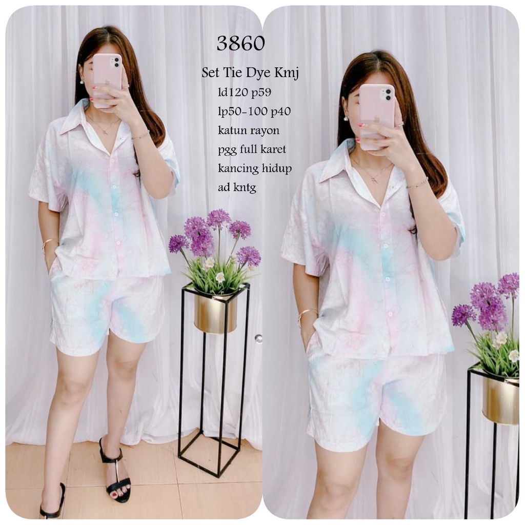 BO - SETELAN TIE DYE KEMEJA 3860 / SETELAN WANITA / SETELAN KATUN / SET TERLARIS