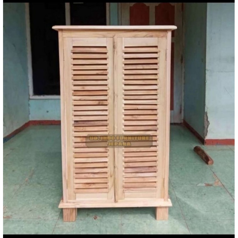 Almari lemari pondok/ pakaian kecil bahan kayu jati pintu 2 simpel moderen
